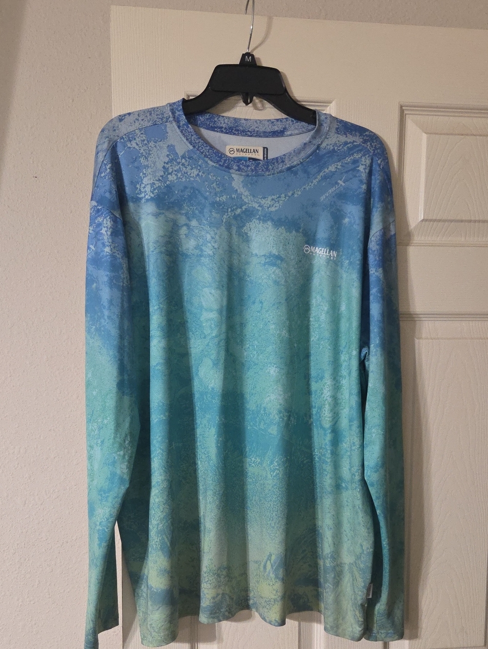 Magellan Outdoors Men's Blue-Green Long Sleeve Sun Protection Shirt XL